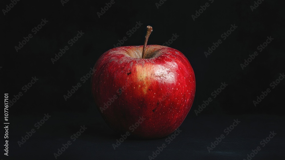 A Red Apple Against a Dark Background A Red Apple Against a Dark Background