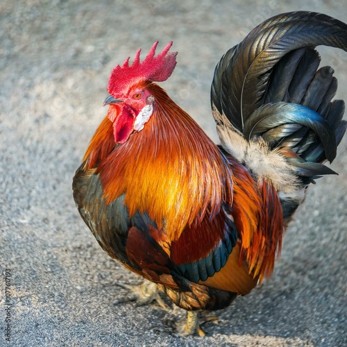 rooster scient. name Gallus domesticus bird animal, AI generated photo