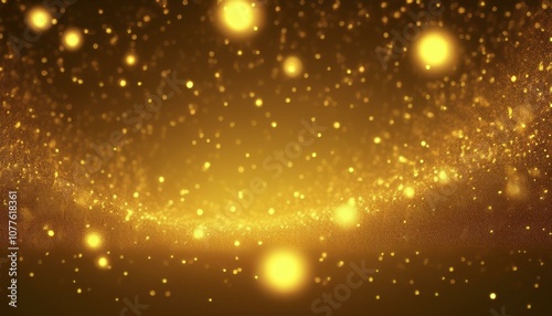 Golden Christmas particles and sprinkles, shiny lights for holiday ads, gift wrap, and web design.