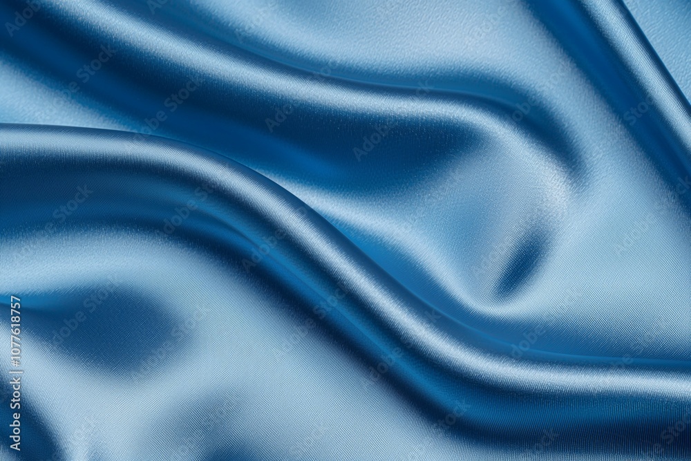 The blue fabric is smooth and shiny