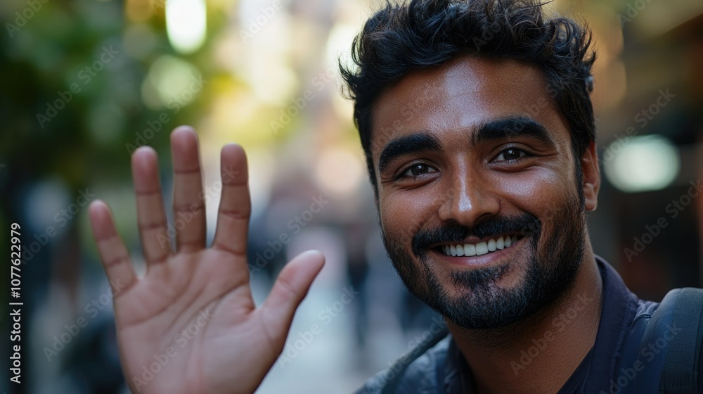 Happy Traveler Waving Goodbye