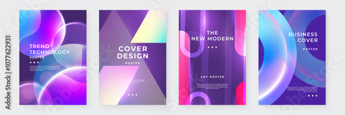 Purple Violet Pink And White Abstract Shape Cover Poster Design Background Collection