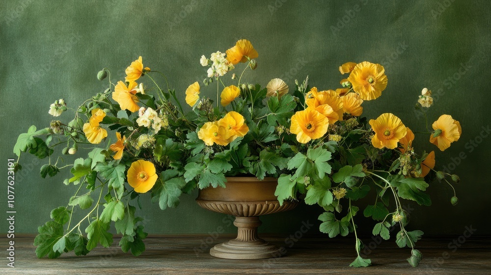 Vibrant Yellow Flowers in Decorative Pot Vibrant Yellow Flowers in Decorative Pot