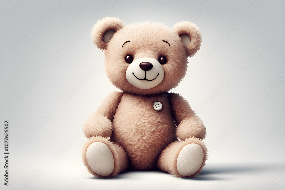A simple and cute teddy bear on a white background A simple and cute teddy bear on a white background