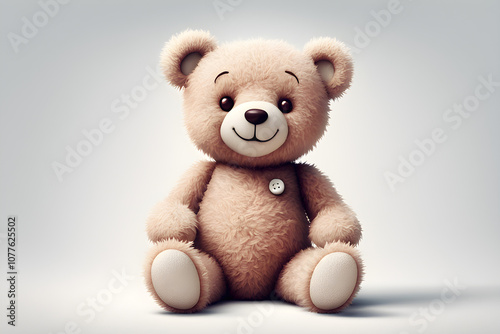 A simple and cute teddy bear on a white background