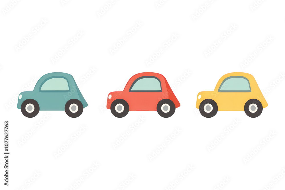 Collection of Cartoon Cars in Bright Colors , Simple Shapes and Bright Colors in a Minimalistic Style, isolated on transparent PNG background. Collection of Cartoon Cars in Bright Colors , Simple Shapes and Bright Colors in a Minimalistic Style, isolated on transparent PNG background.