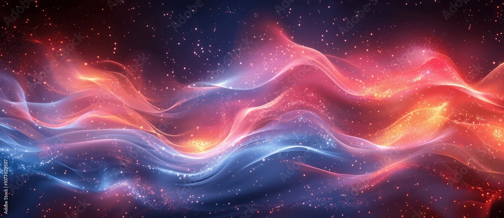 Obraz premium Vibrant Fluid Iridescent Neon Waves Background