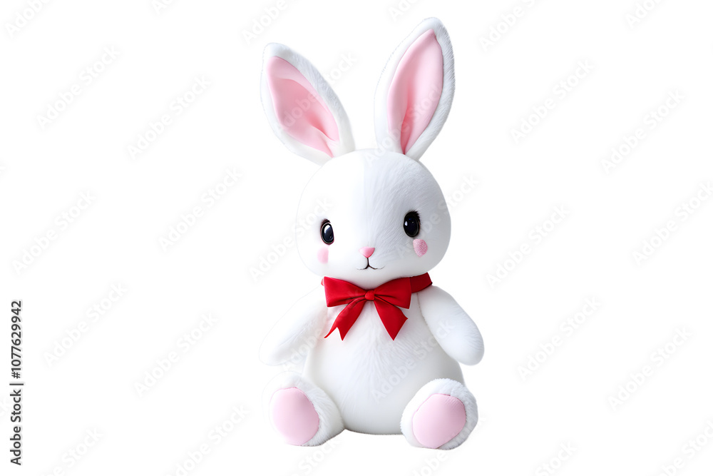 Obraz premium A cute and simple rabbit doll with a white background