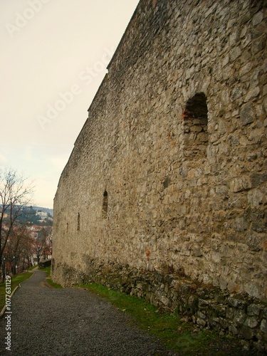 Brick wall of Bratislava Castle in Slovakia