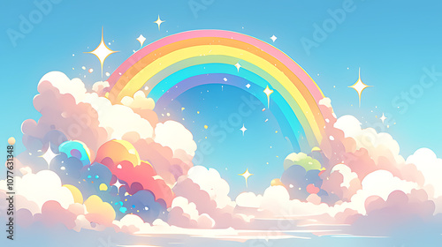 cute rainbow 2d illustration elements background