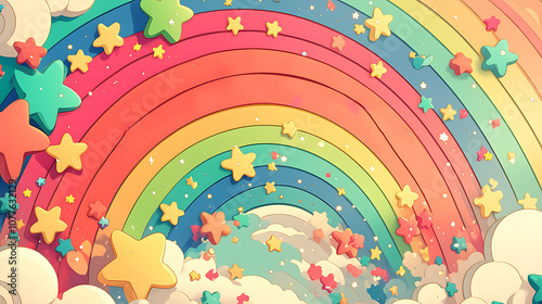 cute rainbow 2d illustration elements background