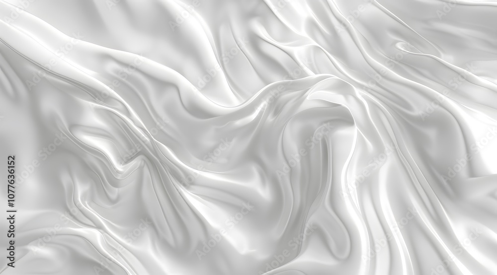 A smooth, flowing white silk fabric with gentle folds and creases.