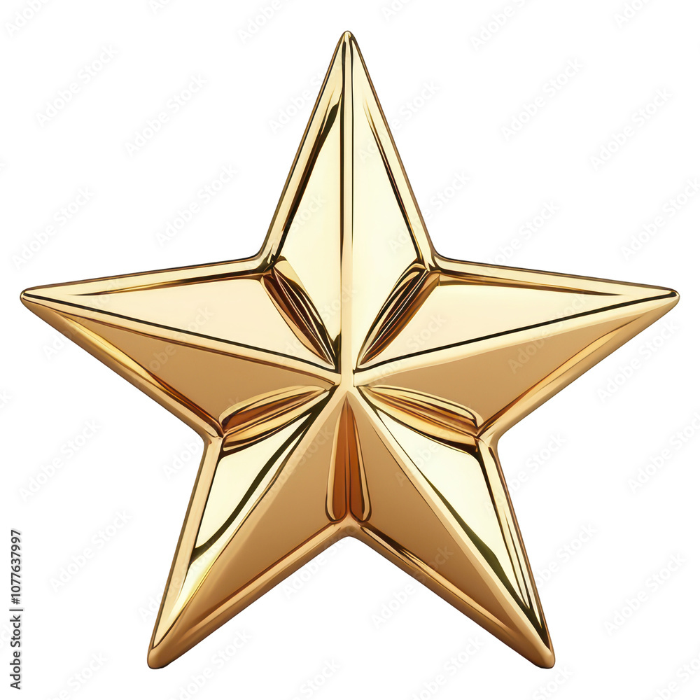 Obraz premium 3D A gold star with a shiny surface isolated on transparent or white background, png