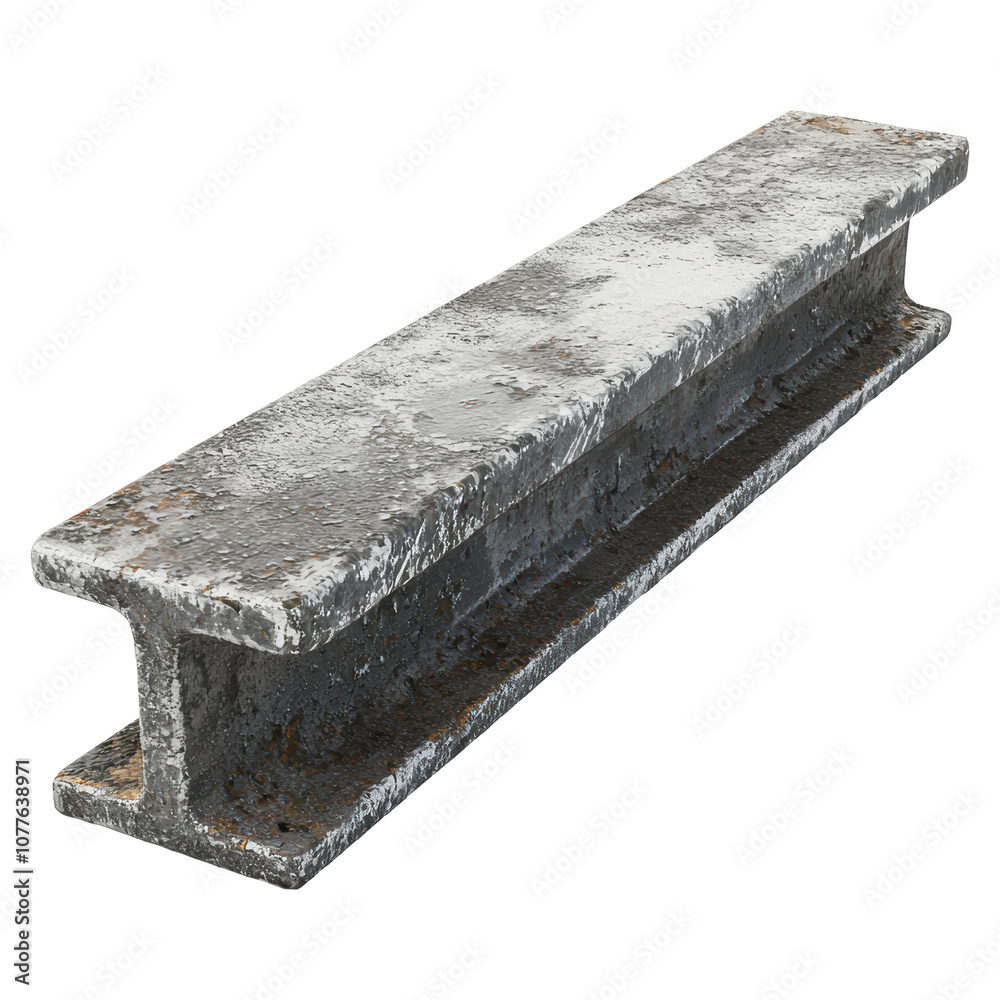 3D A long, rusty metal beam with a white spot on it isolated on transparent or white background, png 3D A long, rusty metal beam with a white spot on it isolated on transparent or white background, png