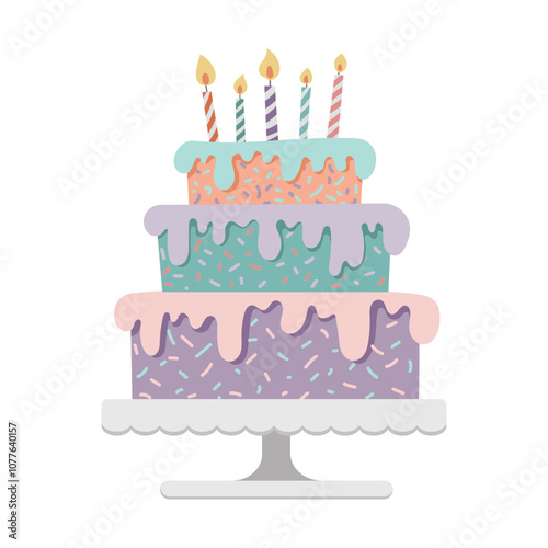 Birthday cake flat design.  Party Icon in vintage style