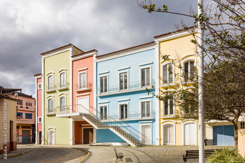 Fototapeta premium Old and colorful houses in the city of Angra dos Reis, state of Rio de Janeiro Brazil South America