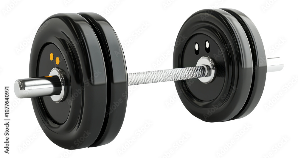 Isolated Black Dumbbell on Transparent Background