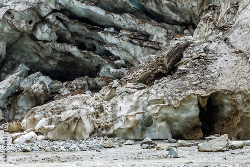 Close-up of Tsey Glacier’s textured ice formations
 photo