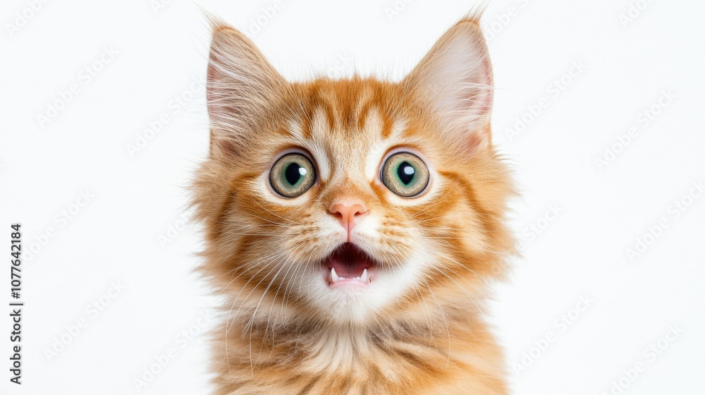 Adorable Ginger Kitten with Expressive Green Eyes and Playful Expression Adorable Ginger Kitten with Expressive Green Eyes and Playful Expression