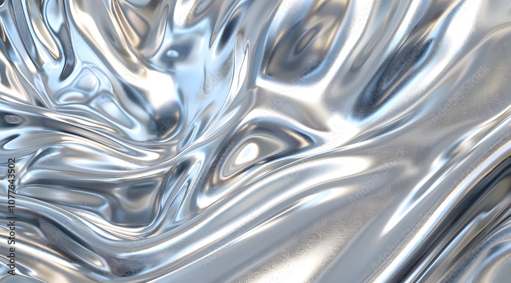 A smooth, reflective metallic surface with flowing patterns and light reflections. A smooth, reflective metallic surface with flowing patterns and light reflections.