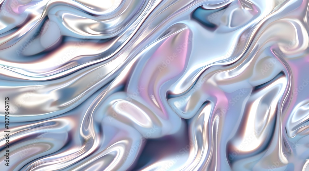 A smooth, iridescent abstract texture showcasing fluid shapes and light reflections. A smooth, iridescent abstract texture showcasing fluid shapes and light reflections.