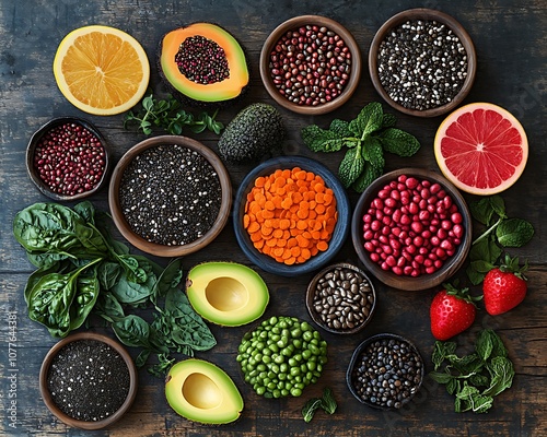 Healthy Aging wellness nutrition Vibrant Array of Superfoods for Boosting Vitality