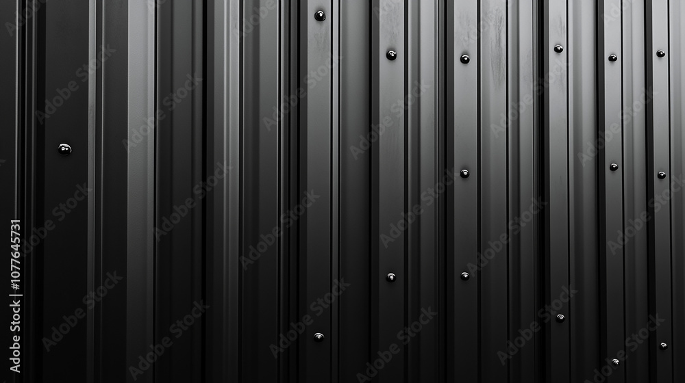 Corrugated black metal texture. 3D Realistic Steel roof sheet, Siding panels for the wall and Iron building material for fence. Surface of a cargo container illustration. Corrugated black metal texture. 3D Realistic Steel roof sheet, Siding panels for the wall and Iron building material for fence. Surface of a cargo container illustration.