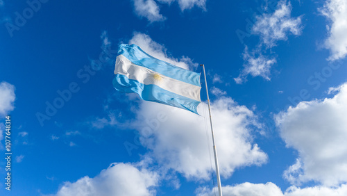 Argentine Flag Flying Against a Clear Blue Sky
