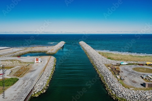 Matane River flowing in from the St Larence River, Matane, Quebec, Canada. photo