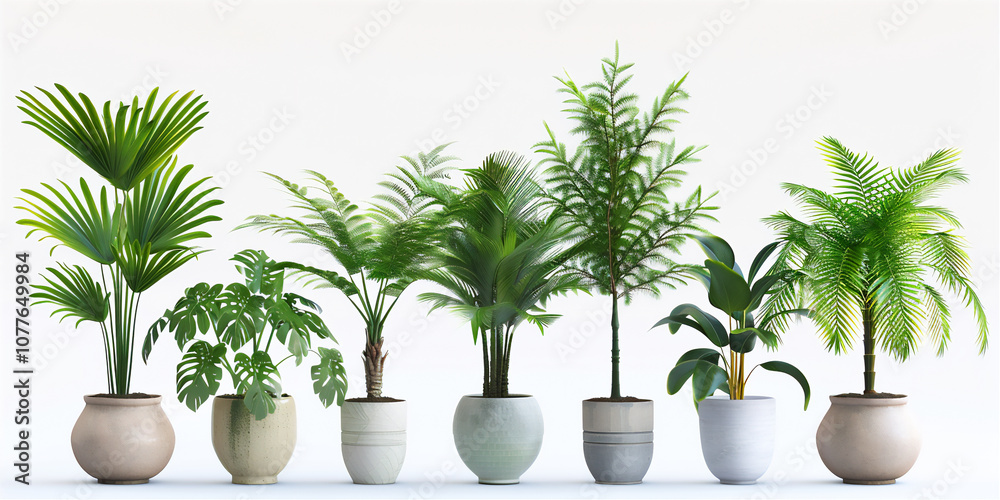 Various flowers plant in the pots isolated on white version 3 Various flowers plant in the pots isolated on white version 3
