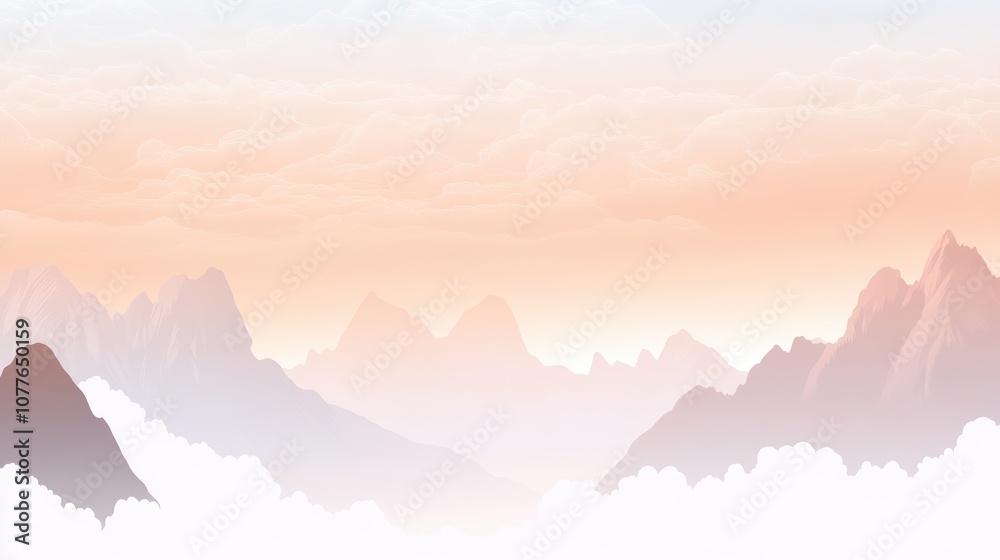 Serene Mountain Landscape at Dawn with Soft Pastel Sky and Graceful Clouds, Ideal for Nature Themes, Relaxation, and Scenic Backgrounds in Print and Digital Media Serene Mountain Landscape at Dawn with Soft Pastel Sky and Graceful Clouds, Ideal for Nature Themes, Relaxation, and Scenic Backgrounds in Print and Digital Media