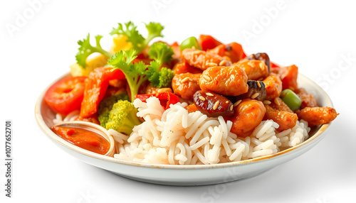 Americanized Chinese Food isolated with white highlights, png photo