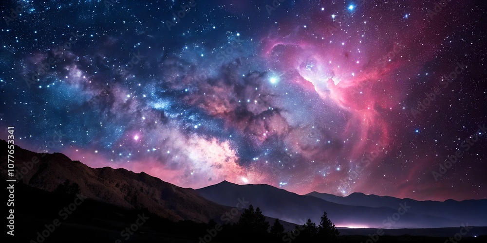 Naklejka premium Colorful galaxy nebula, starry night, cosmos, supernova background.