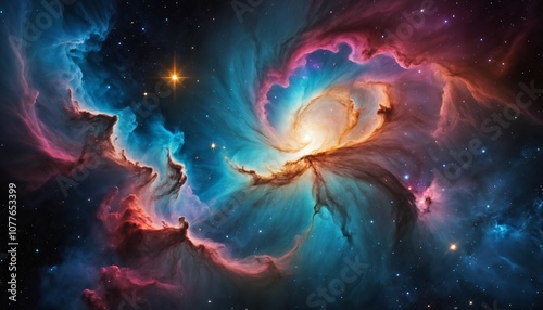 Colorful galaxy nebula, starry night, cosmos, supernova background.