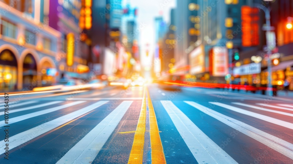 Fototapeta premium A soft blur of New York Citys skyline, creating a dreamy effect on the urban landscape and enhancing its vibrant appeal.