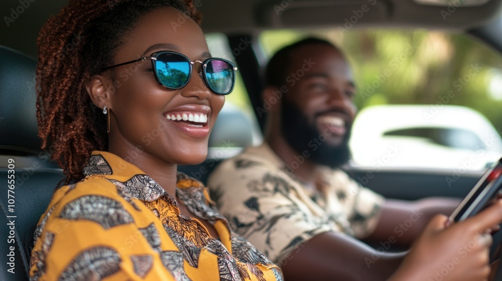 Happy Couple: A Joyous Car Journey Happy Couple: A Joyous Car Journey