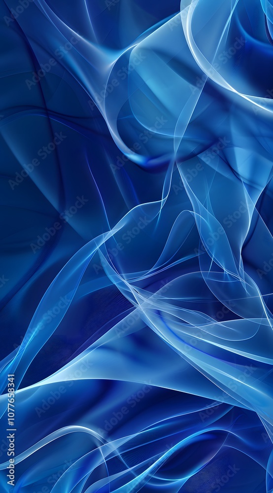 Fototapeta premium Abstract blue smoke-like patterns create a calming and fluid visual effect.