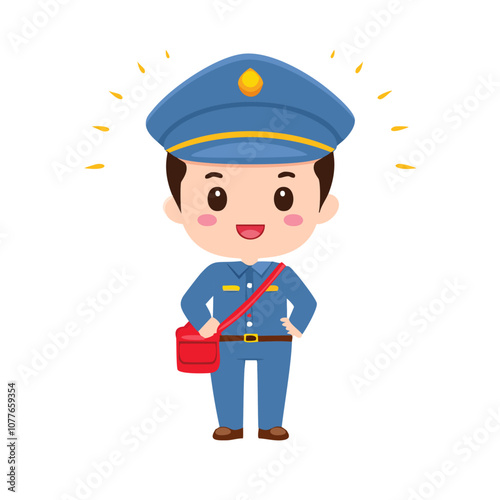 Postman Cute Worker Work Job Profession Professional Occupation Cartoon Character
