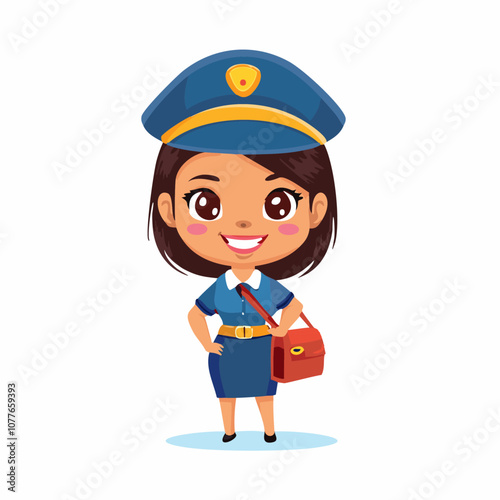 Postman Cute Worker Work Job Profession Professional Occupation Cartoon Character
