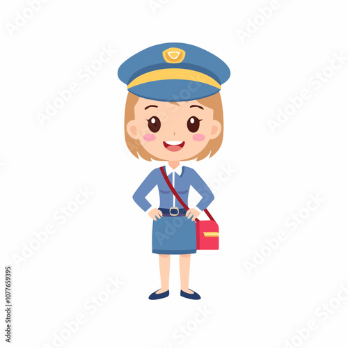Postman Cute Worker Work Job Profession Professional Occupation Cartoon Character
