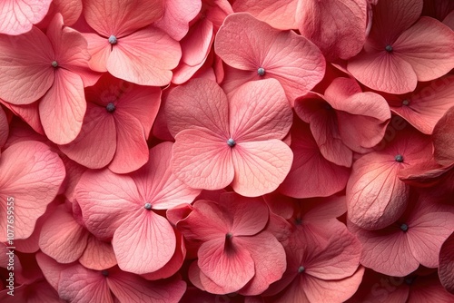 A close-up shot of delicate pink hydrangea petals forming a seamless pattern.