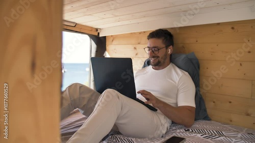 : Living the dream entrepreneur working from a camper van