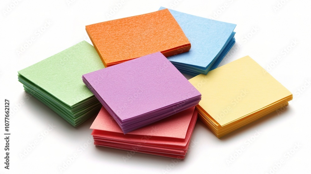 Fototapeta premium Colorful Adhesive Notes Collection with Various Shades and Textures Perfect for Organization, Planning, and Creative Decoration in Your Workspace