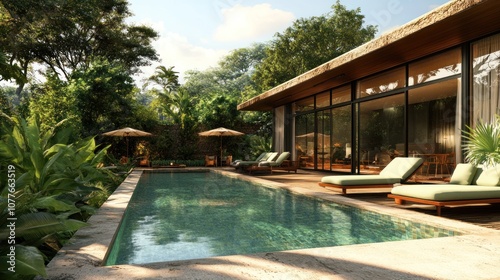 Wallpaper Mural Luxury Villa with Swimming Pool and Lush Tropical Surroundings Torontodigital.ca