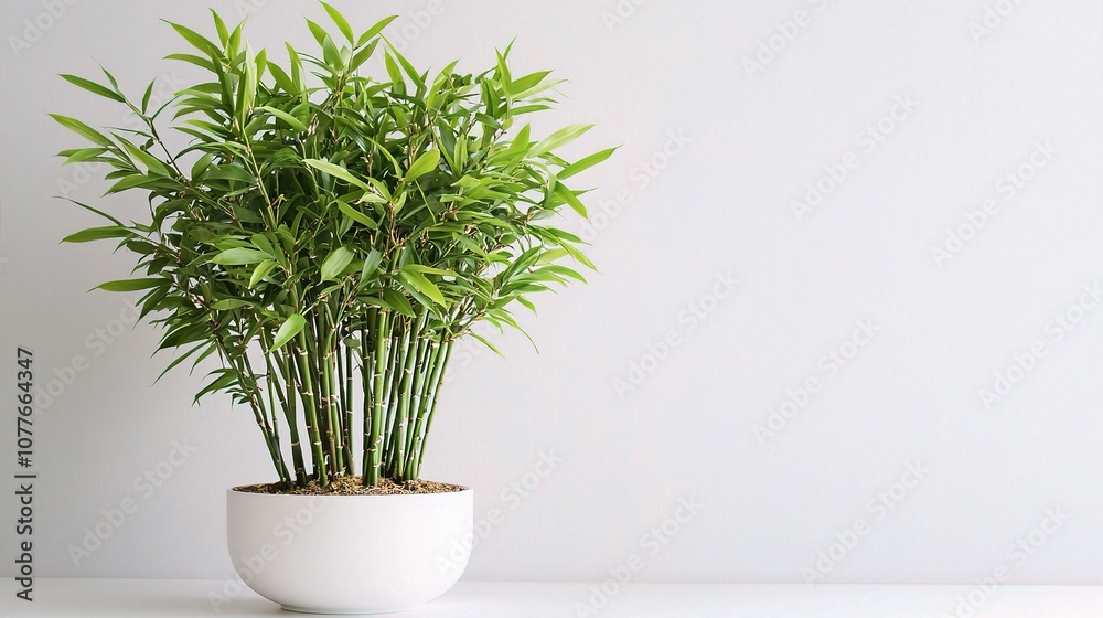 Lush Bamboo Plant Isolated on Clean White Background Perfect for Home Decor, Gardening Tips, or Eco-Friendly Themes in Stock Photography