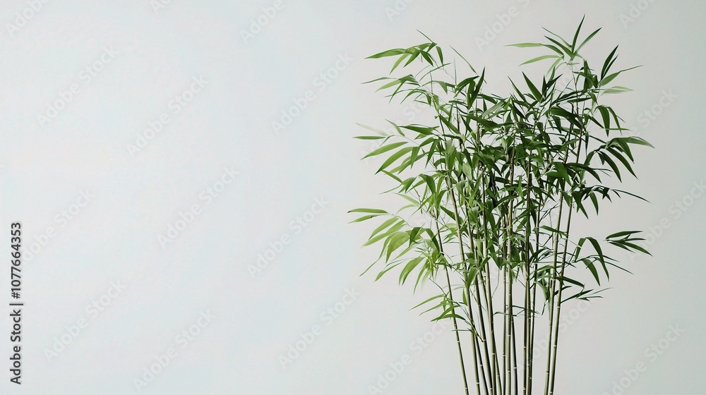 Naklejka premium Isolated Bamboo Plant Against a White Background Perfect for Minimalist Decor and Nature Themes, Symbolizing Growth, Tranquility, and Sustainability in Modern Spaces