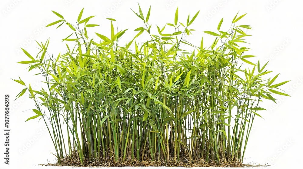 Fototapeta premium Lush Green Bamboo Plants Isolated on White Background - Perfect for Nature, Gardening, or Eco-Friendly Themes in Stock Photography