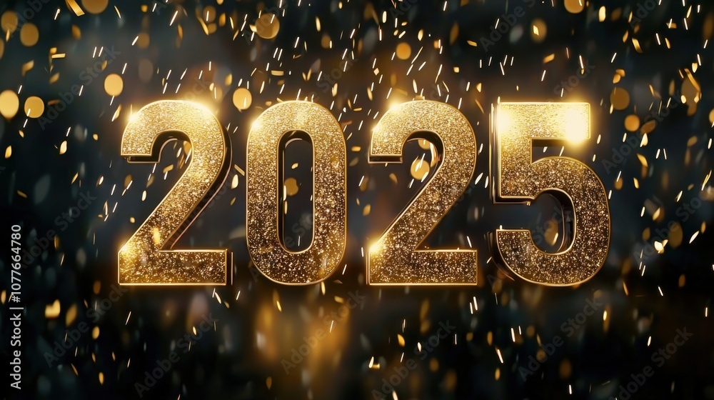 Sparkling Celebration of the Year 2025 with Confetti Sparkling Celebration of the Year 2025 with Confetti