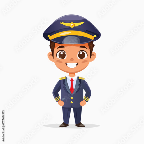 Pilot Cute Worker Work Job Profession Professional Occupation Cartoon Character
