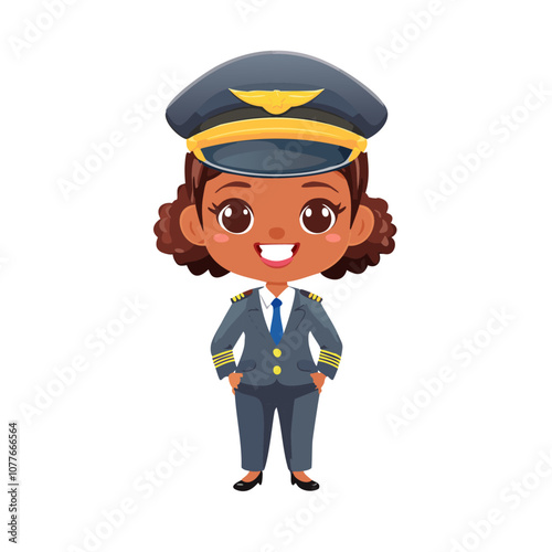 Pilot Cute Worker Work Job Profession Professional Occupation Cartoon Character
